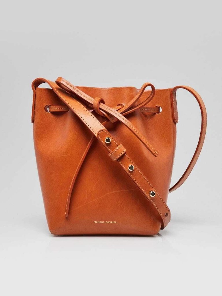 Mansur Gavriel Cammello/Rosa Vegetable Leather Mini Mini Bucket Bag
